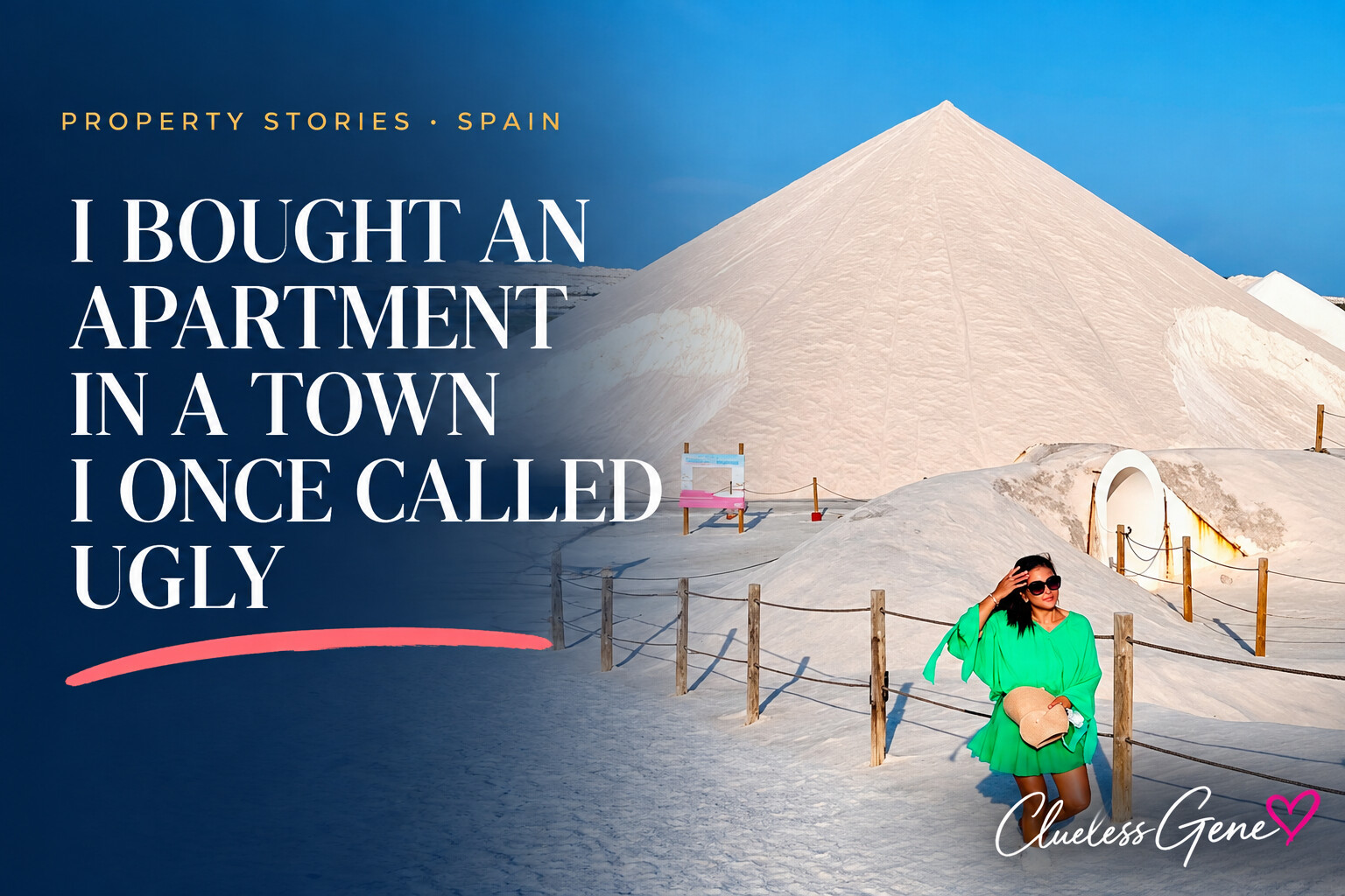 Gene standing by the salt mountains at Laguna Rosa in Torrevieja